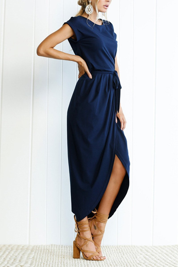 Rowena | Women's Chiffon Cap Sleeve Belted Wrap Midi Dress Carol & Margaret Wilmington