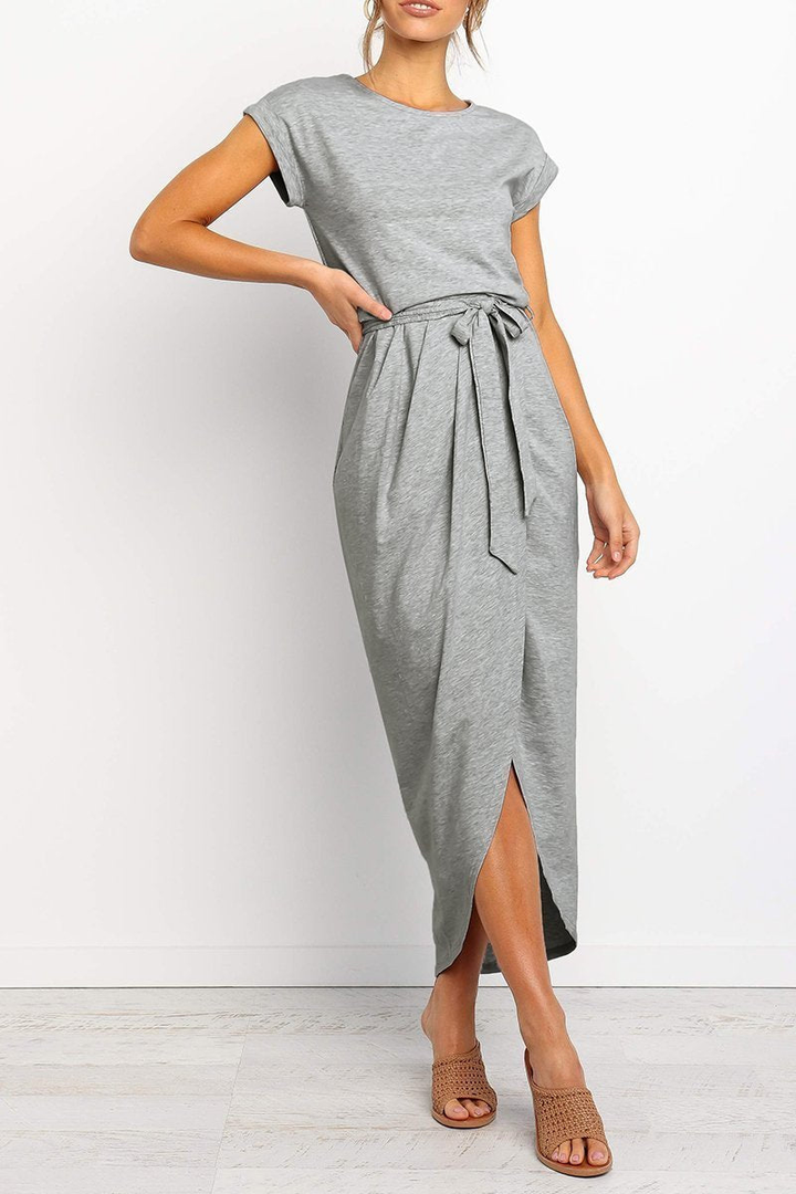 Rowena | Women's Chiffon Cap Sleeve Belted Wrap Midi Dress Carol & Margaret Wilmington