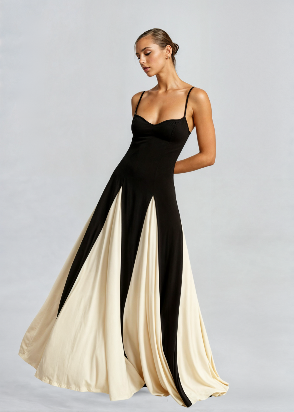 Roxanne | Women's Stretch Two-Tone Sweetheart Neck Maxi Dress Carol & Margaret Wilmington