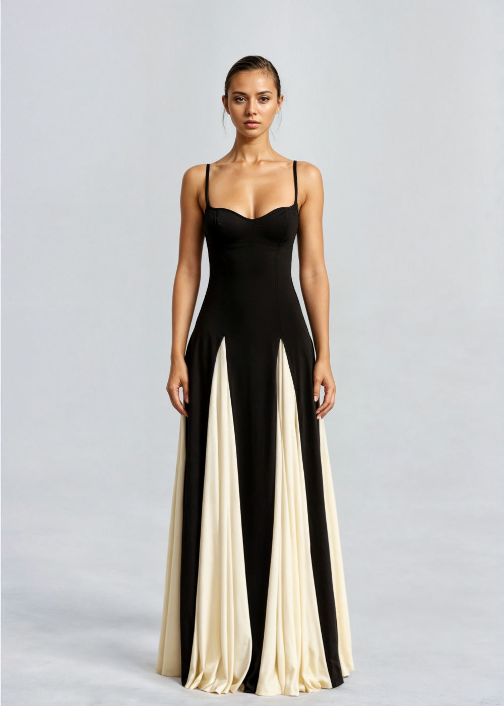 Roxanne | Women's Stretch Two-Tone Sweetheart Neck Maxi Dress Carol & Margaret Wilmington