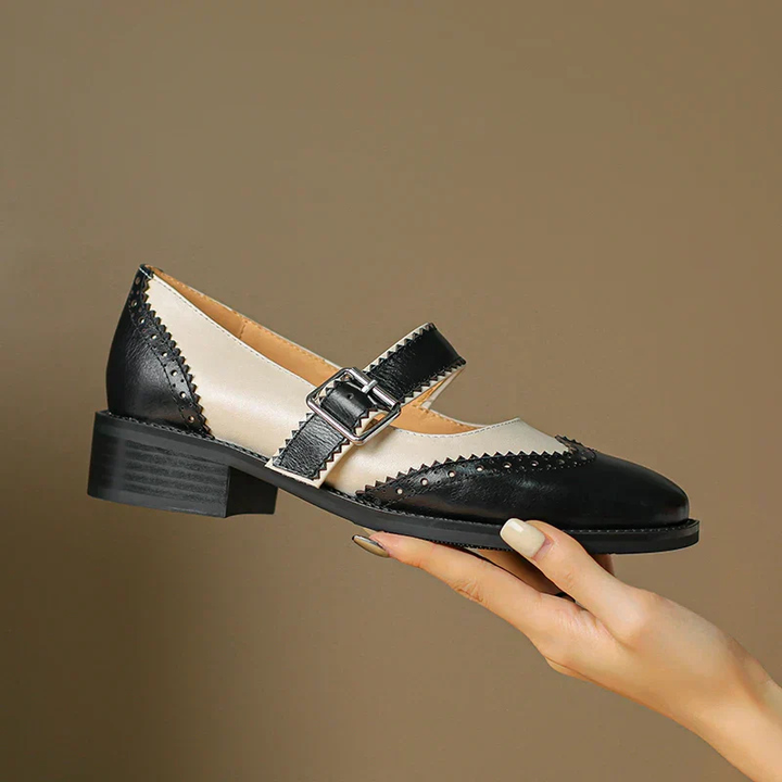 Roxie | Women's Leather Two-Tone Wingtip Brogue Mary Jane Heels Carol & Margaret Wilmington