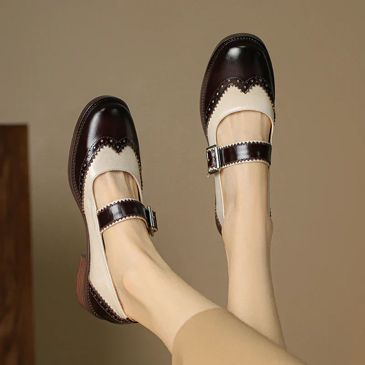 Roxie | Women's Leather Two-Tone Wingtip Brogue Mary Jane Heels Carol & Margaret Wilmington