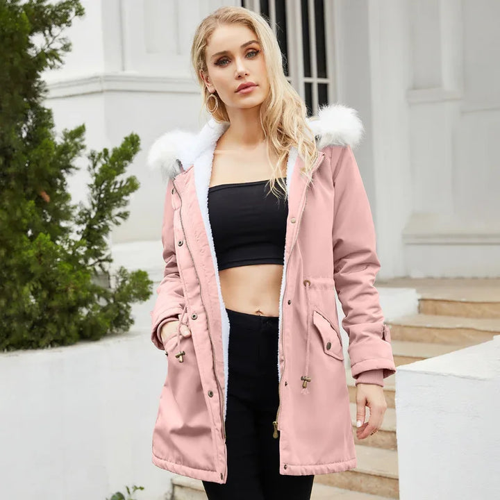 Morgane | Women's Faux-Fur Pocket Hooded Snap-Front Coat