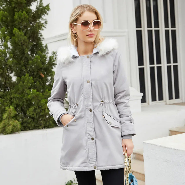 Morgane | Women's Faux-Fur Pocket Hooded Snap-Front Coat