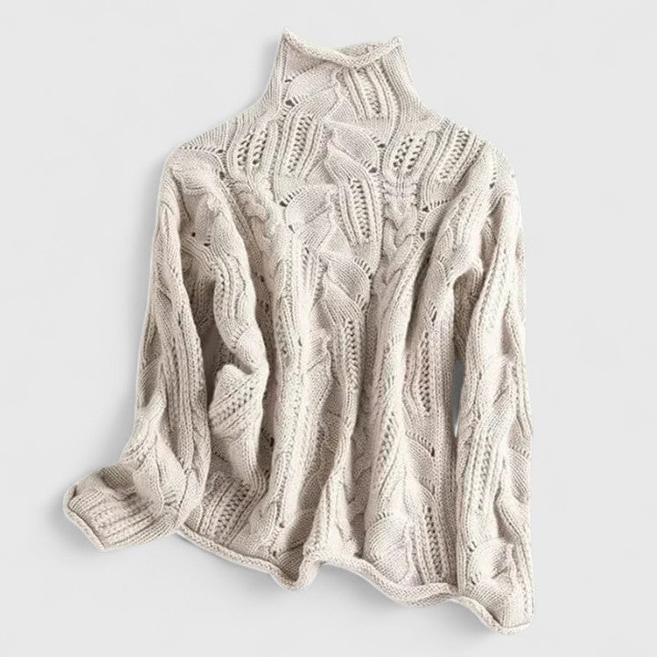 Ninette | Women's Cable-Knit Turtleneck Long-Sleeve Oversized Sweatshirt