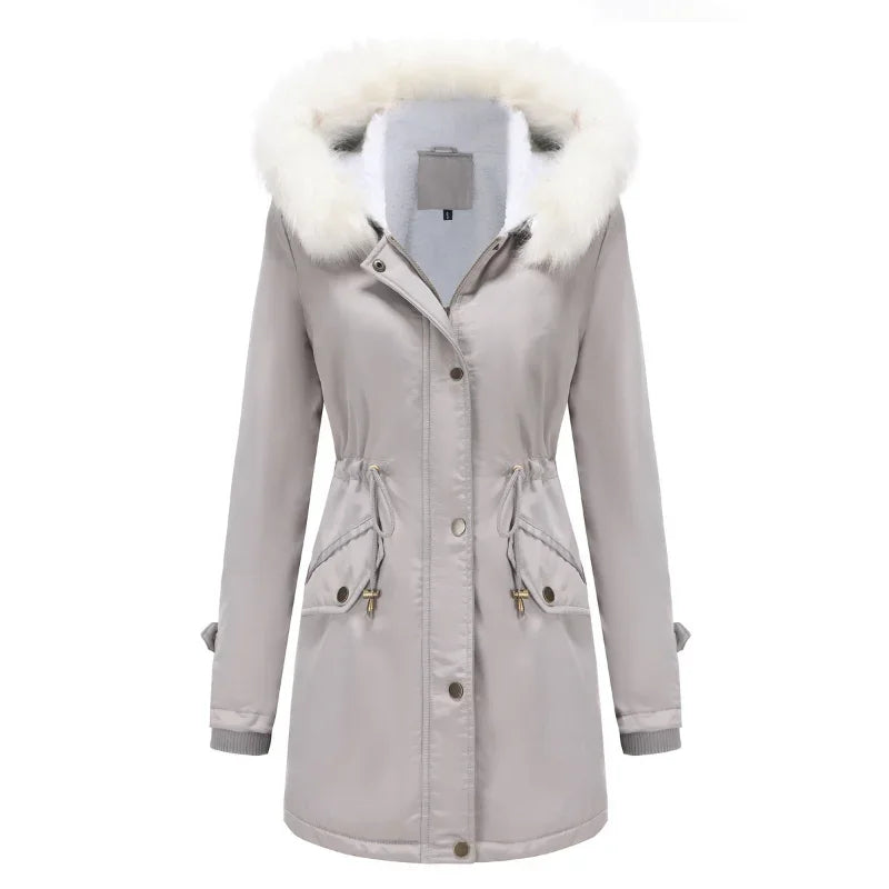 Morgane | Women's Faux-Fur Pocket Hooded Snap-Front Coat