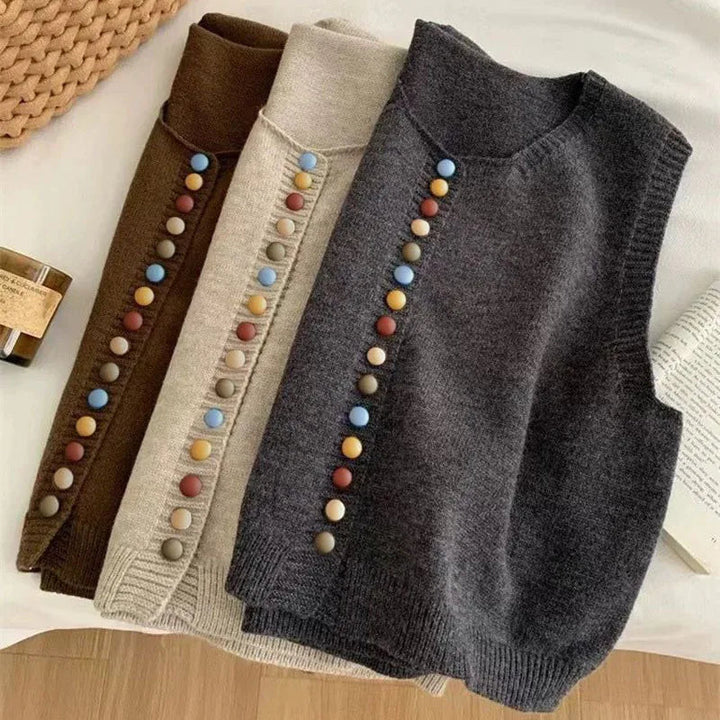 C&M®| COLOR-BUTTON KNIT VEST Carol & Margaret Wilmington