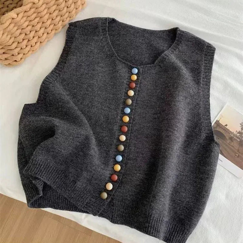C&M®| COLOR-BUTTON KNIT VEST Carol & Margaret Wilmington
