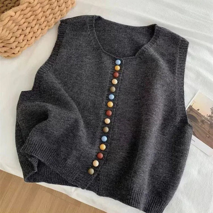 C&M®| COLOR-BUTTON KNIT VEST Carol & Margaret Wilmington