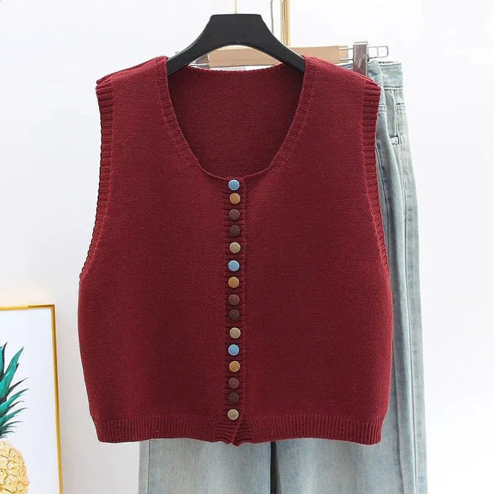 C&M®| COLOR-BUTTON KNIT VEST Carol & Margaret Wilmington