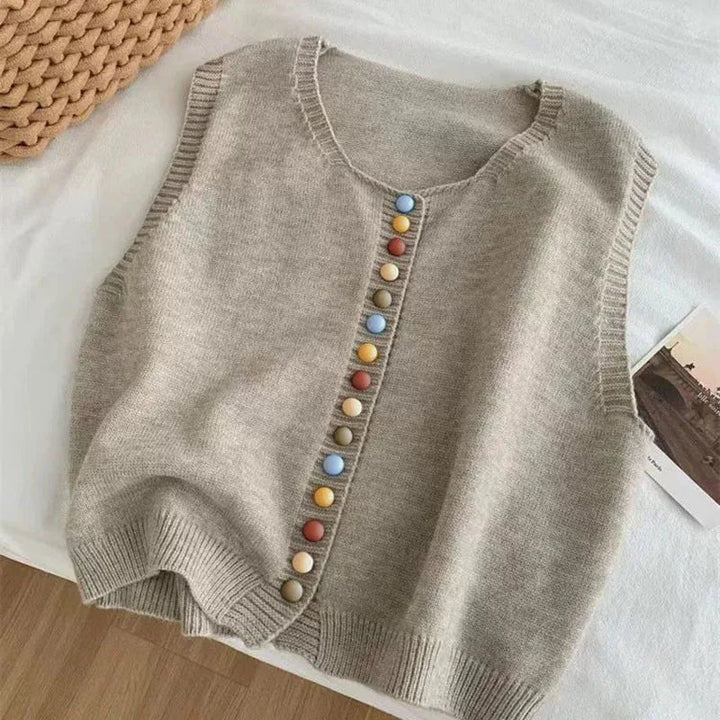 C&M®| COLOR-BUTTON KNIT VEST Carol & Margaret Wilmington