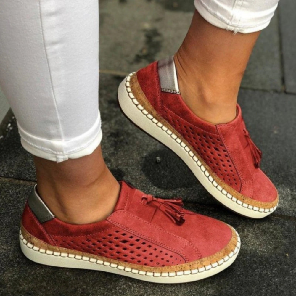 Sage | Women's Suede Breathable Cutout Tassel Slip-On Sneakers Carol & Margaret Wilmington