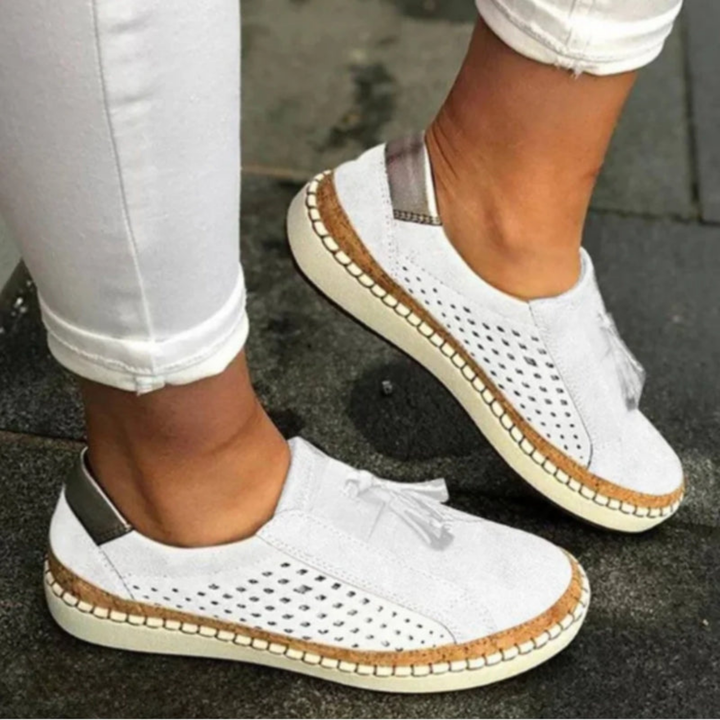 Sage | Women's Suede Breathable Cutout Tassel Slip-On Sneakers Carol & Margaret Wilmington