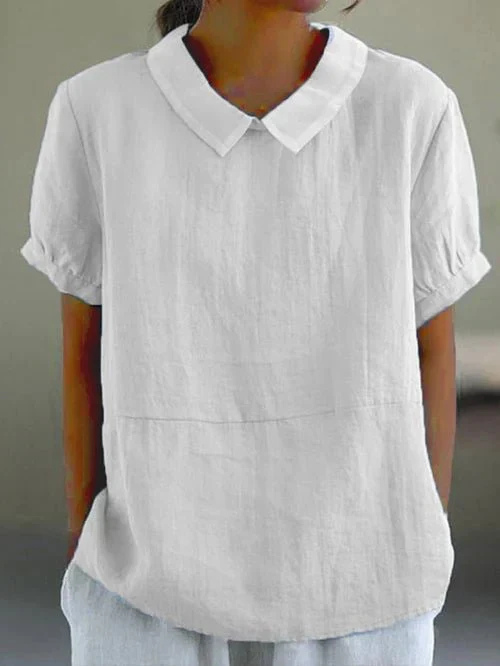 Sanne | Women's Casual Linen Peter Pan Collar Short Top Carol & Margaret Wilmington
