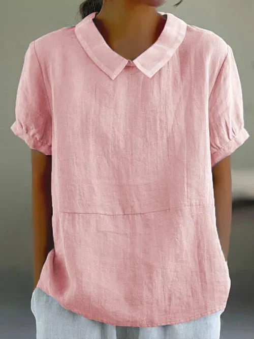 Sanne | Women's Casual Linen Peter Pan Collar Short Top Carol & Margaret Wilmington