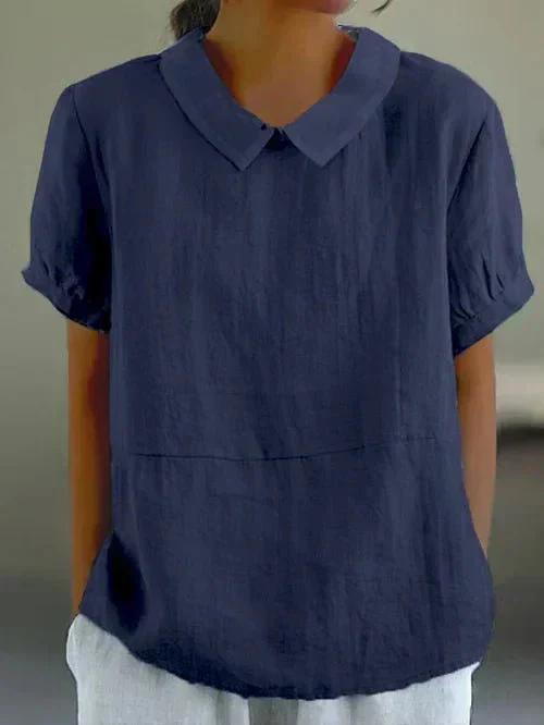 Sanne | Women's Casual Linen Peter Pan Collar Short Top Carol & Margaret Wilmington
