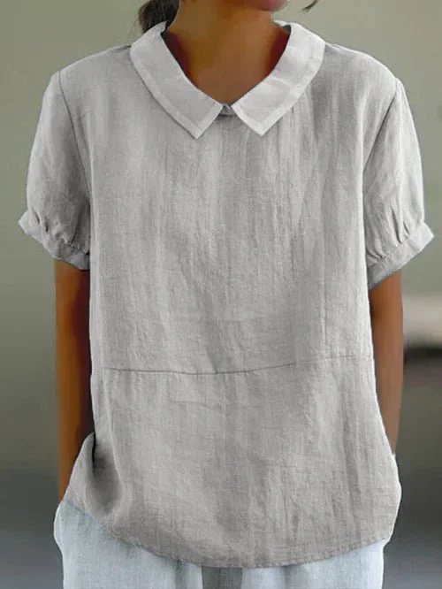 Sanne | Women's Casual Linen Peter Pan Collar Short Top Carol & Margaret Wilmington