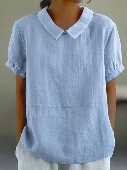 Sanne | Women's Casual Linen Peter Pan Collar Short Top Carol & Margaret Wilmington