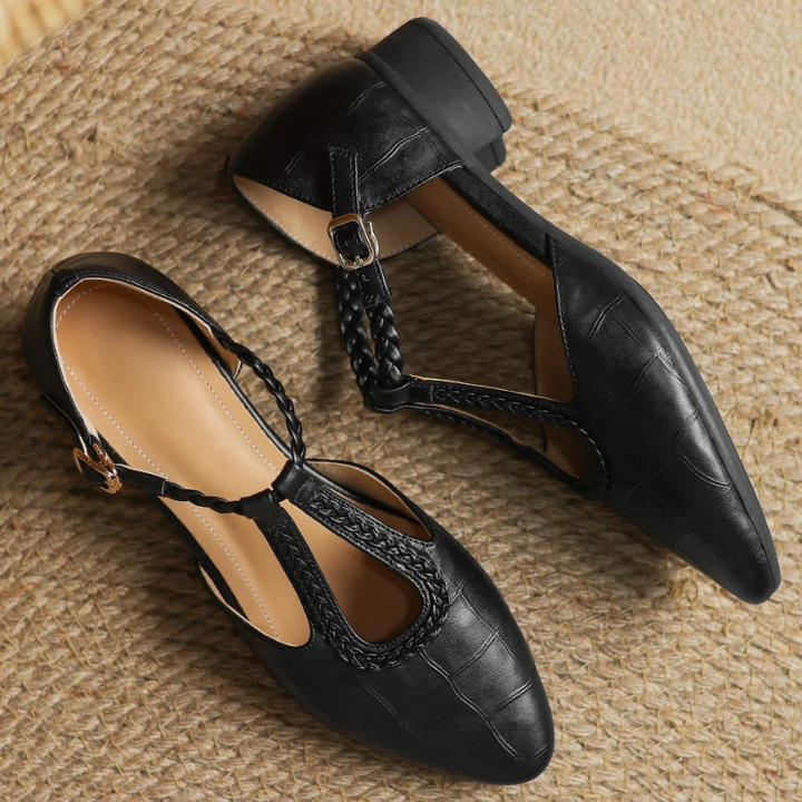 Sanne | Women's Leather Braided Strap Cutout Mary Jane Heels Carol & Margaret Wilmington