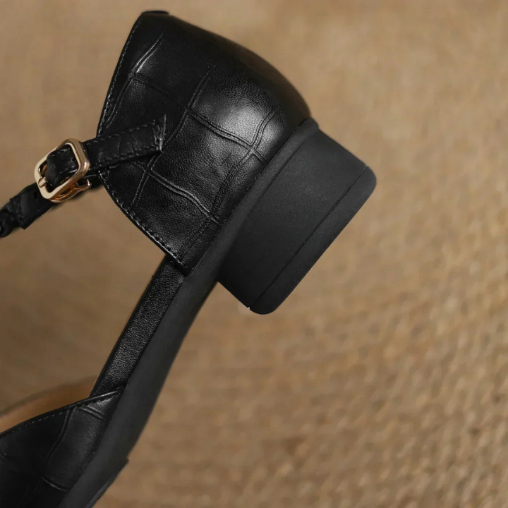 Sanne | Women's Leather Braided Strap Cutout Mary Jane Heels Carol & Margaret Wilmington