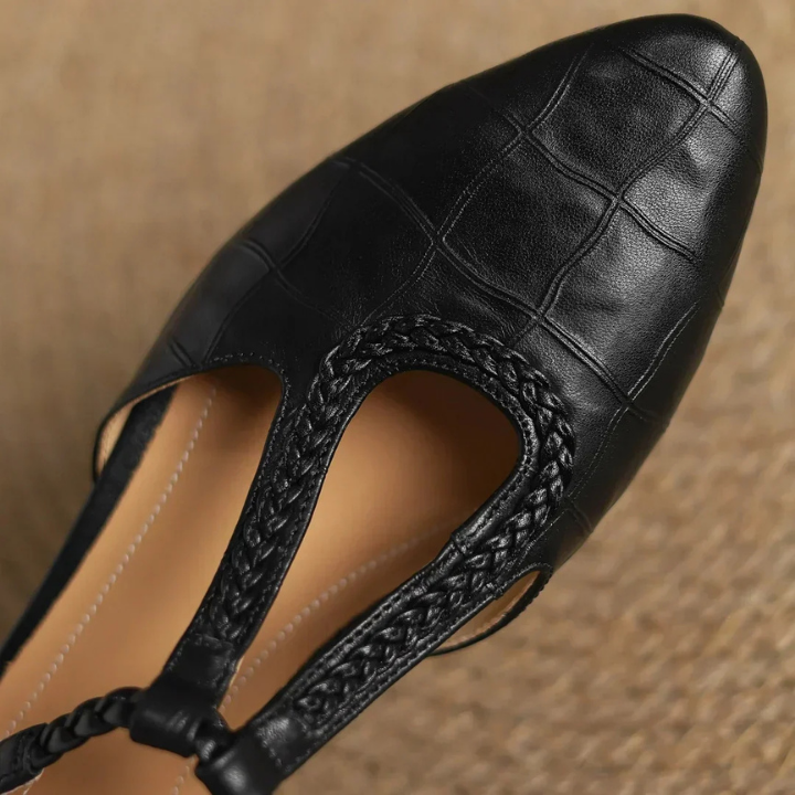 Sanne | Women's Leather Braided Strap Cutout Mary Jane Heels Carol & Margaret Wilmington