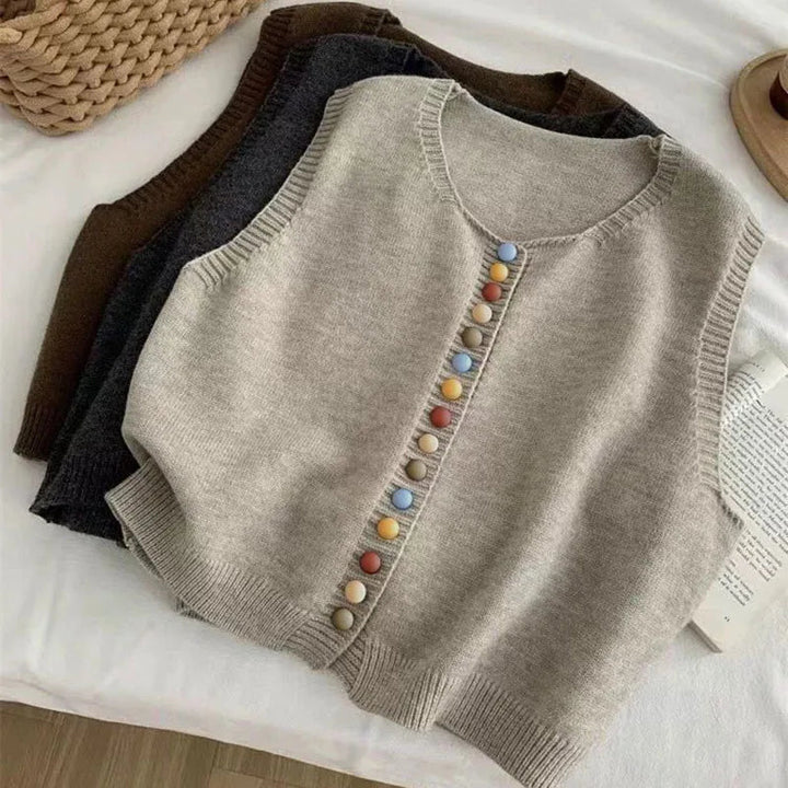 C&M®| COLOR-BUTTON KNIT VEST Carol & Margaret Wilmington