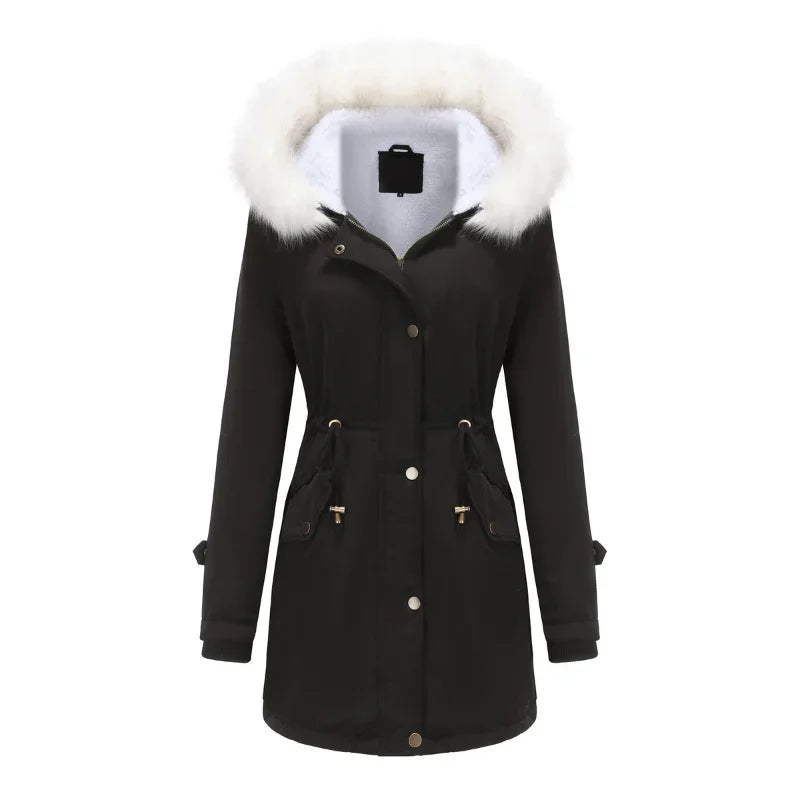 Morgane | Women's Faux-Fur Pocket Hooded Snap-Front Coat