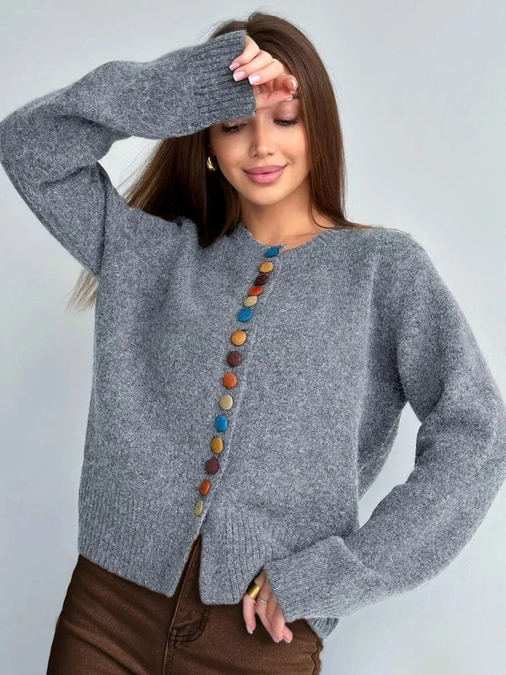 C&M® | BUTTON-ACCENT CARDIGAN Carol & Margaret Wilmington