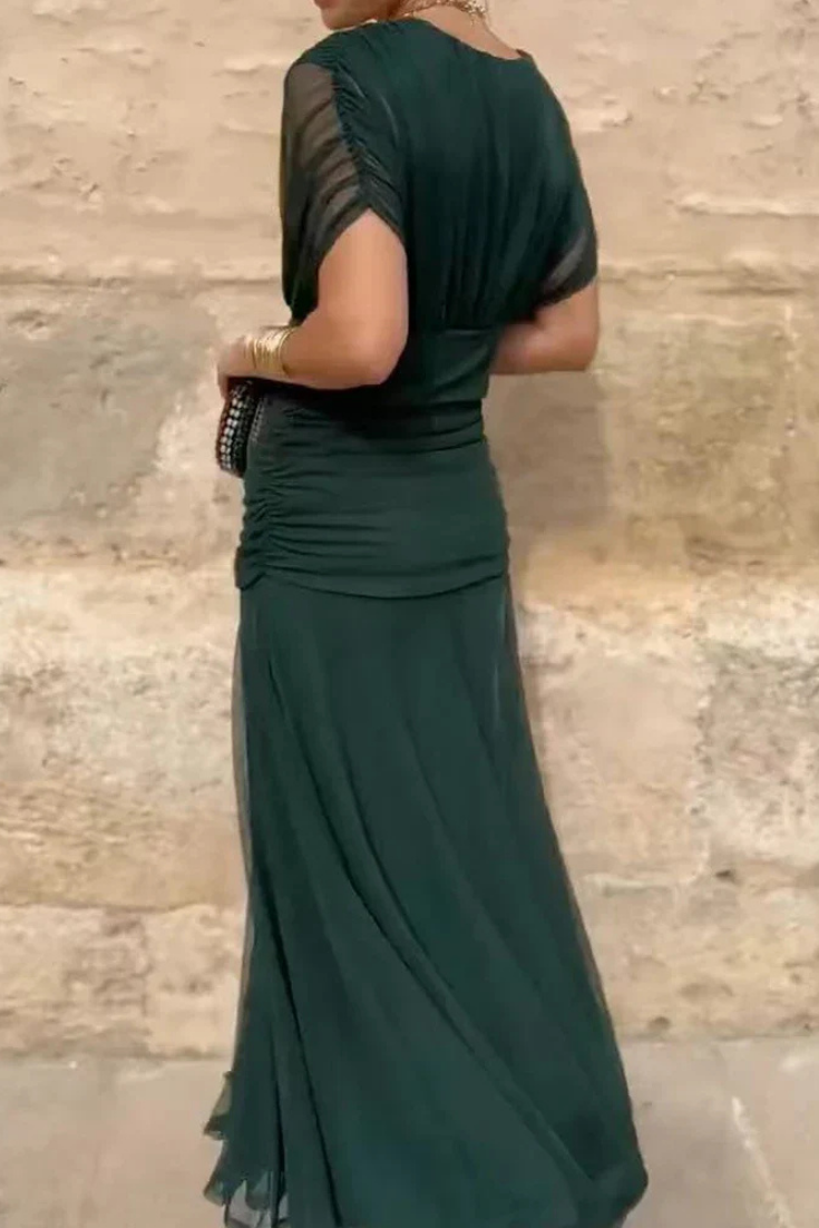 Selene | Women's Chiffon Off-Shoulder Ruched Twist-Front Midi Dress Carol & Margaret Wilmington