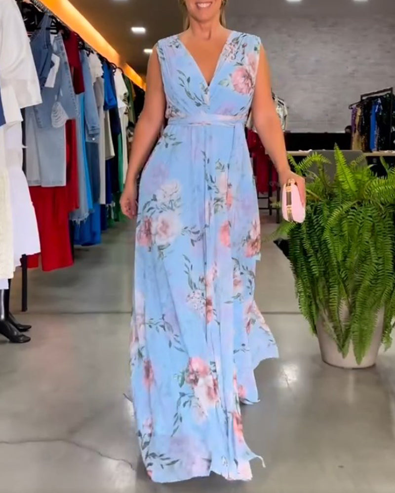 Seraphine | Women's Chiffon Floral V-Neck Sleeveless Maxi Dress Carol & Margaret Wilmington
