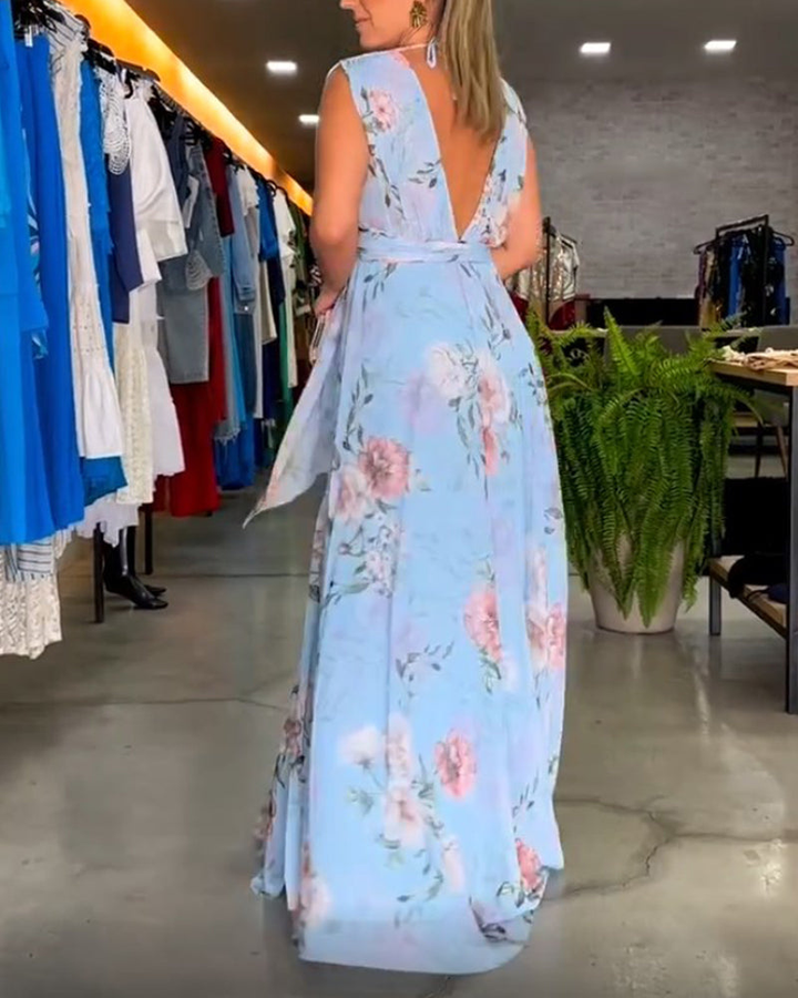 Seraphine | Women's Chiffon Floral V-Neck Sleeveless Maxi Dress Carol & Margaret Wilmington