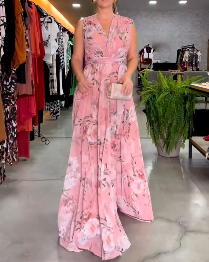Seraphine | Women's Chiffon Floral V-Neck Sleeveless Maxi Dress Carol & Margaret Wilmington