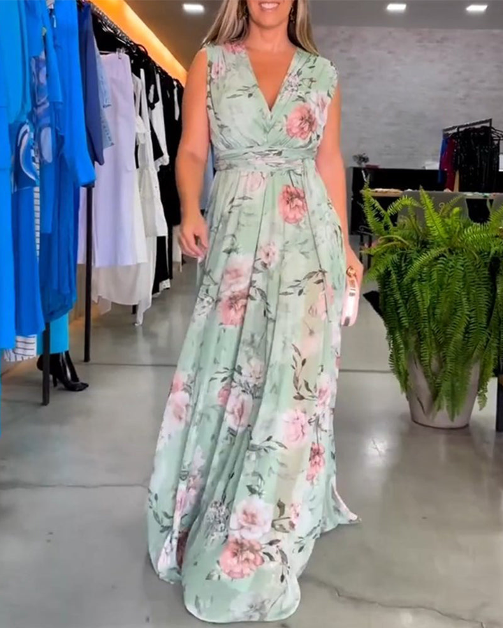 Seraphine | Women's Chiffon Floral V-Neck Sleeveless Maxi Dress Carol & Margaret Wilmington