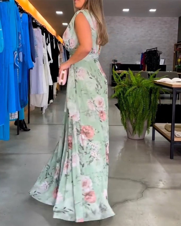 Seraphine | Women's Chiffon Floral V-Neck Sleeveless Maxi Dress Carol & Margaret Wilmington