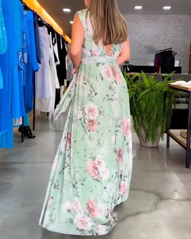 Seraphine | Women's Chiffon Floral V-Neck Sleeveless Maxi Dress Carol & Margaret Wilmington
