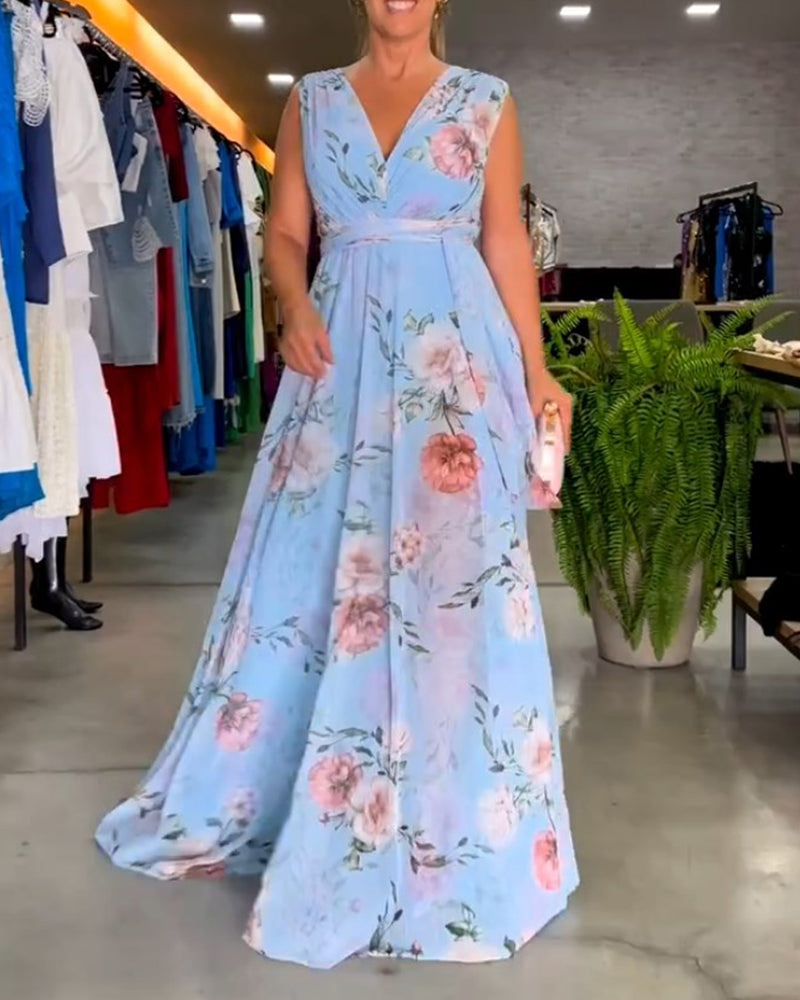Seraphine | Women's Chiffon Floral V-Neck Sleeveless Maxi Dress Carol & Margaret Wilmington