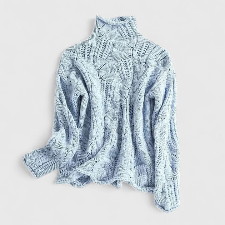 Ninette | Women's Cable-Knit Turtleneck Long-Sleeve Oversized Sweatshirt