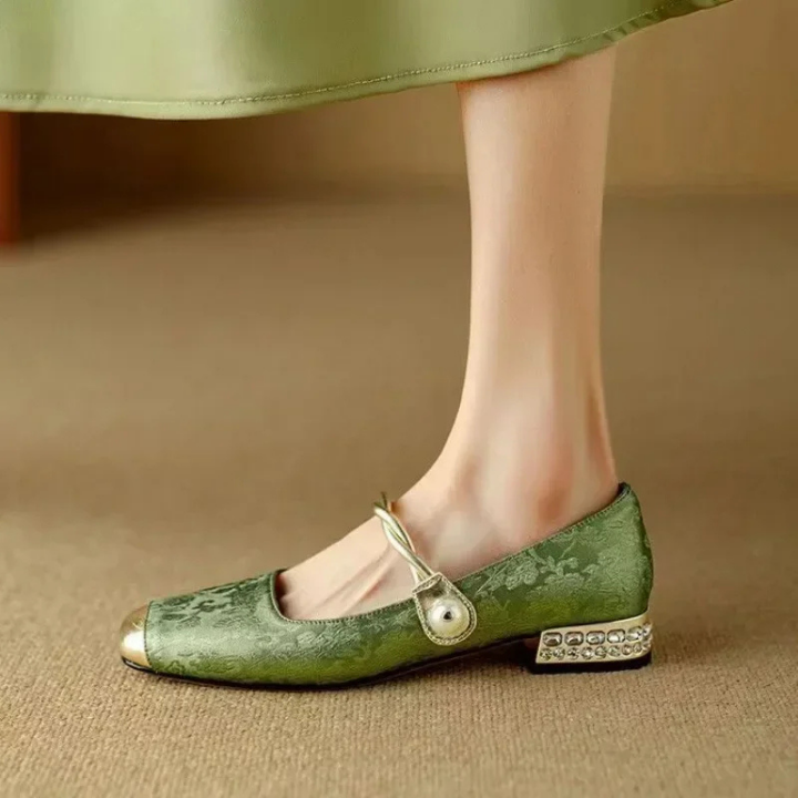 Sienna | Women's Breathable Jacquard Pearl-Buckle Mary Jane Heels Carol & Margaret Wilmington