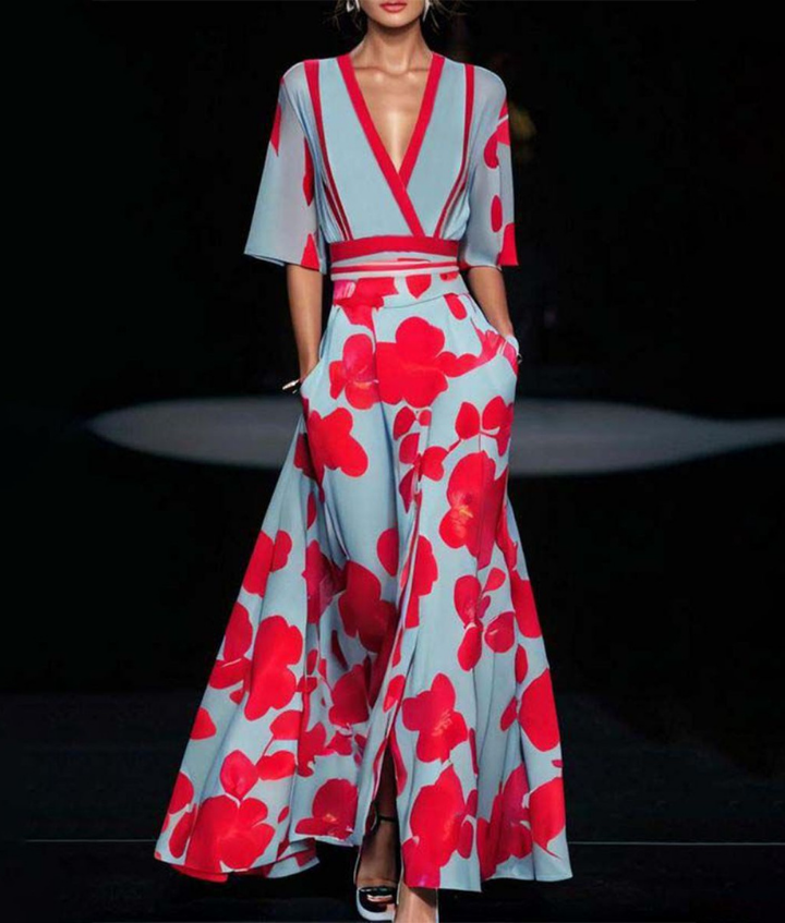 Sienna | Women's Elegant Chiffon Floral Wrap Maxi Dress