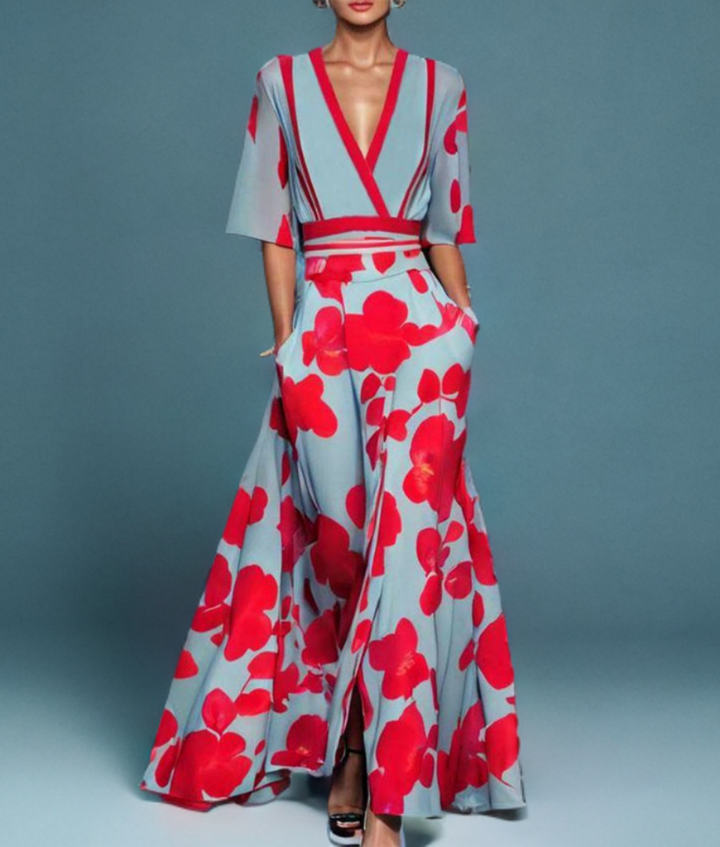 Sienna | Women's Elegant Chiffon Floral Wrap Maxi Dress