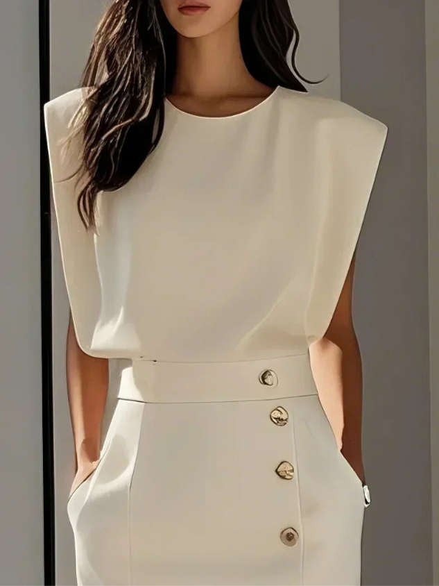 Sloane | Women's Stretch Sleeveless Button Front Slit Midi Dress Carol & Margaret Wilmington