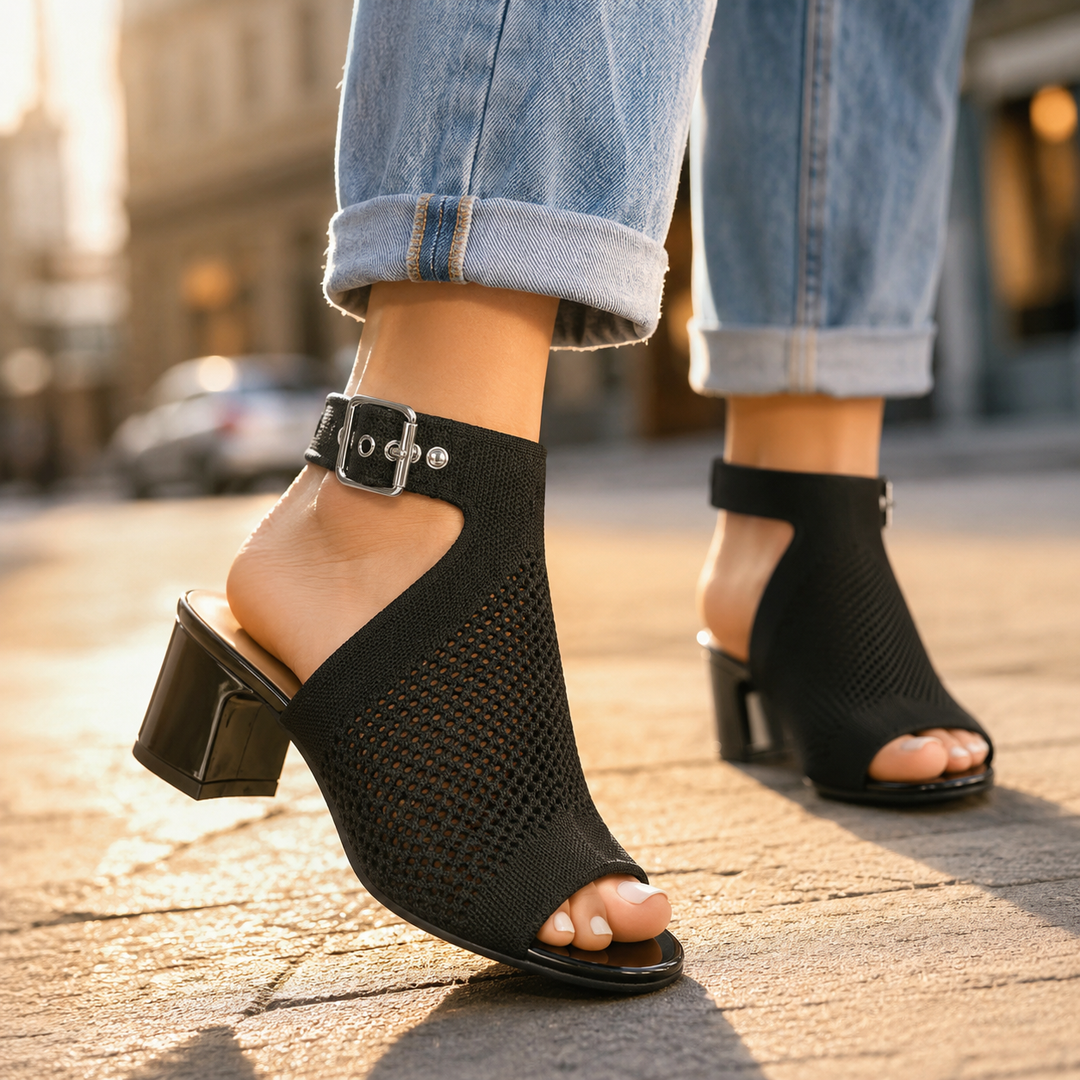 Allyson | Womens Casual Block Heel Sandals With Ankle Strap