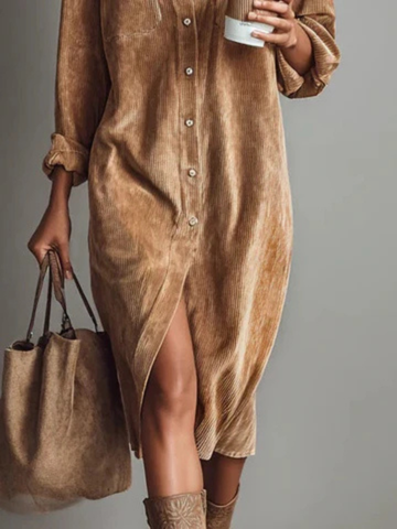 Sutton | Women's Velvet Collared Button-Down Chest Pocket Dress Carol & Margaret Wilmington