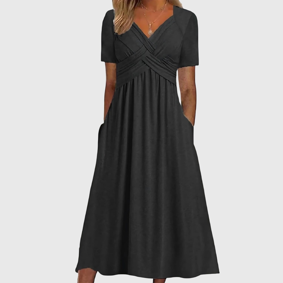 Sutton | Women's Stretch Cross-Front V-Neck Midi Dress Carol & Margaret Wilmington