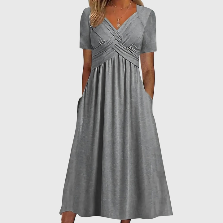 Sutton | Women's Stretch Cross-Front V-Neck Midi Dress Carol & Margaret Wilmington
