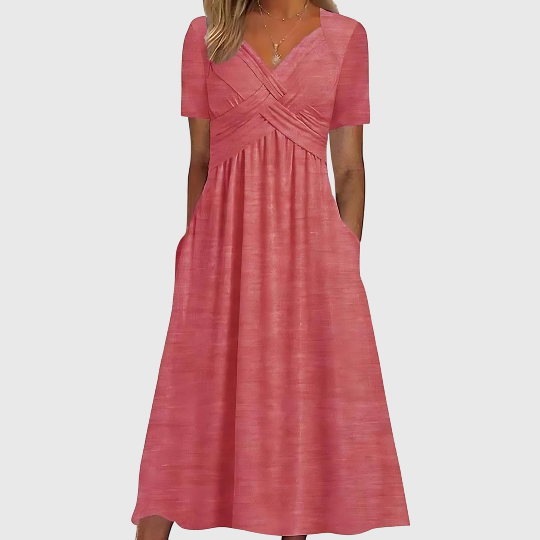 Sutton | Women's Stretch Cross-Front V-Neck Midi Dress Carol & Margaret Wilmington