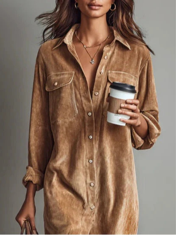 Sutton | Women's Velvet Collared Button-Down Chest Pocket Dress Carol & Margaret Wilmington