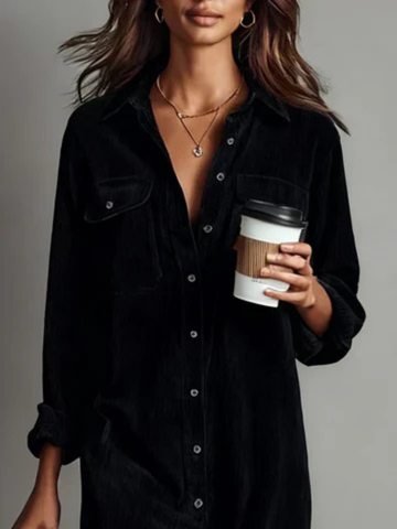 Sutton | Women's Velvet Collared Button-Down Chest Pocket Dress Carol & Margaret Wilmington