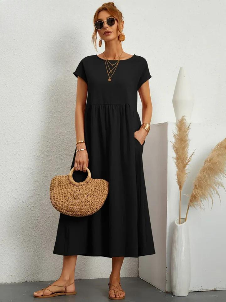 Tenley | Women's Cotton Cap Sleeve Gathered Waist Midi Dress Carol & Margaret Wilmington