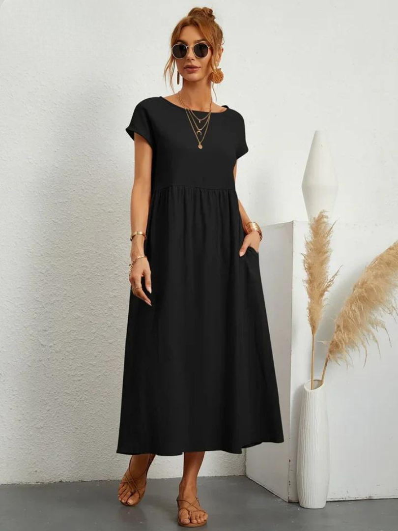 Tenley | Women's Cotton Cap Sleeve Gathered Waist Midi Dress Carol & Margaret Wilmington